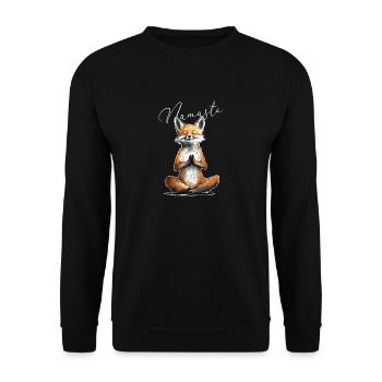 Fuchs macht Yoga Lehrer Tier Humor Namaste Karma - Unisex Pullover - Schwarz - Vorne - Alina (178cm) & Michal (187cm)