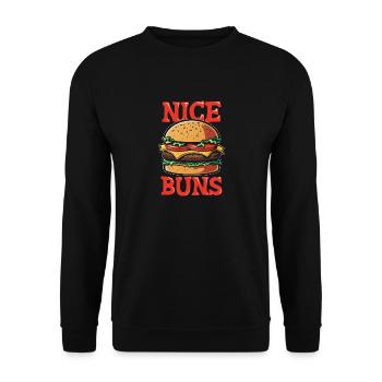 Nice Buns - Hamburger Fast Food Pommes Käse Burger - Unisex Pullover - Schwarz - Vorne - Alina (178cm) & Michal (187cm)