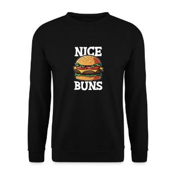 Nice Buns - Hamburger Fast Food Pommes Käse Burger - Unisex Pullover - Schwarz - Vorne - Alina (178cm) & Michal (187cm)