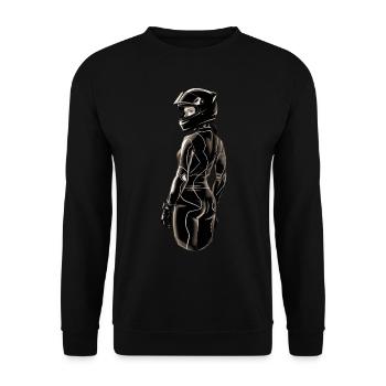 Motorradfahrerin für eine Motorradfahrerin - Unisex Pullover - Schwarz - Vorne - Alina (178cm) & Michal (187cm)