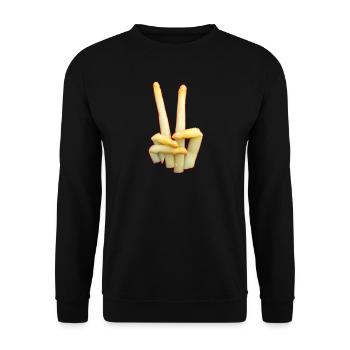 250507 Victoria Asparagus officinalis Druck - Unisex Pullover - Schwarz - Vorne - Alina (178cm) & Michal (187cm)