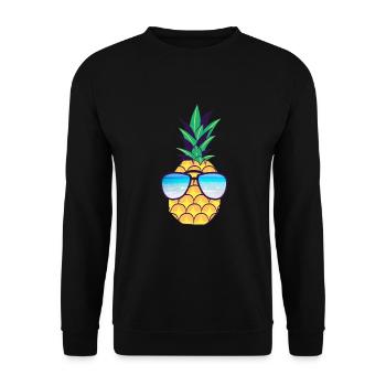 Ananas mit Brille - Unisex Pullover - Schwarz - Vorne - Alina (178cm) & Michal (187cm)