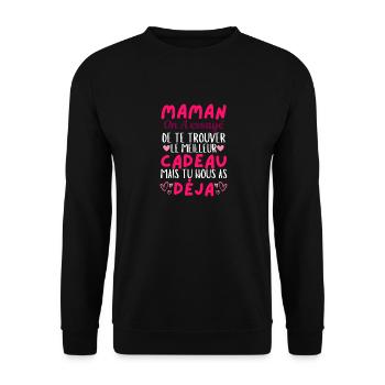 Mama: Wir haben versucht, das beste Geschenk für dich zu finden - Unisex Pullover - Schwarz - Vorne - Alina (178cm) & Michal (187cm)