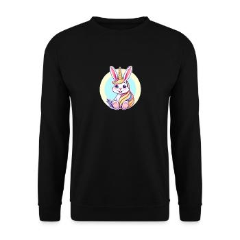Einhornosterhase - Unisex Pullover - Schwarz - Vorne - Alina (178cm) & Michal (187cm)