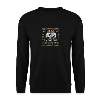 Christmas Santa's Here Jolly Elf Oh Oh Oh - Unisex Sweatshirt - black - Front - Alina (178cm) & Michal (187cm)