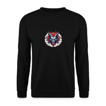 Demon oni - Unisex Sweatshirt - black - Front - Alina (178cm) & Michal (187cm)