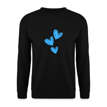Herzen Blau Symbol - Unisex Pullover - Schwarz - Vorne - Alina (178cm) & Michal (187cm)