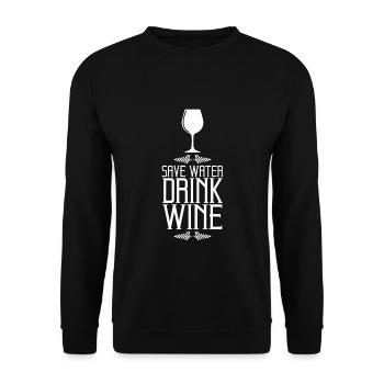 Save Water Drink Wine Ornament - Unisex Sweatshirt - black - Front - Alina (178cm) & Michal (187cm)
