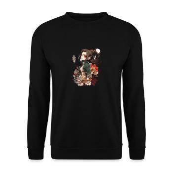 Anime Girl Flat Design Cute Pop - Unisex Pullover - Schwarz - Vorne - Alina (178cm) & Michal (187cm)