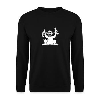 Monkey Beer Drinking - Unisex Sweatshirt - black - Front - Alina (178cm) & Michal (187cm)