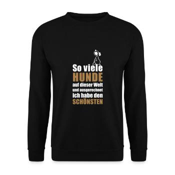 Der schönste HUND - Unisex Pullover - Schwarz - Vorne - Alina (178cm) & Michal (187cm)