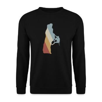 Klettern Retro Style Vintage - Unisex Pullover - Schwarz - Vorne - Alina (178cm) & Michal (187cm)