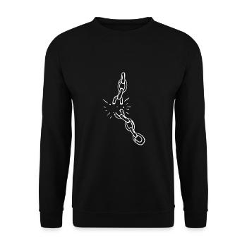 Kette brechen Sprengen Freiheit Leben - Unisex Pullover - Schwarz - Vorne - Alina (178cm) & Michal (187cm)