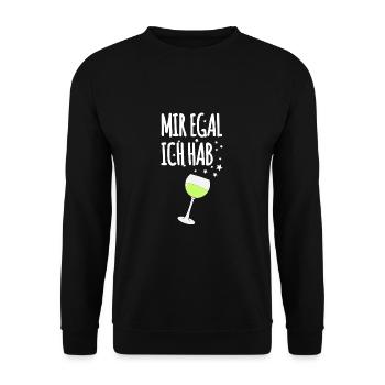 Mir Egal Ich Hab Weinschorle - Unisex Pullover - Schwarz - Vorne - Alina (178cm) & Michal (187cm)