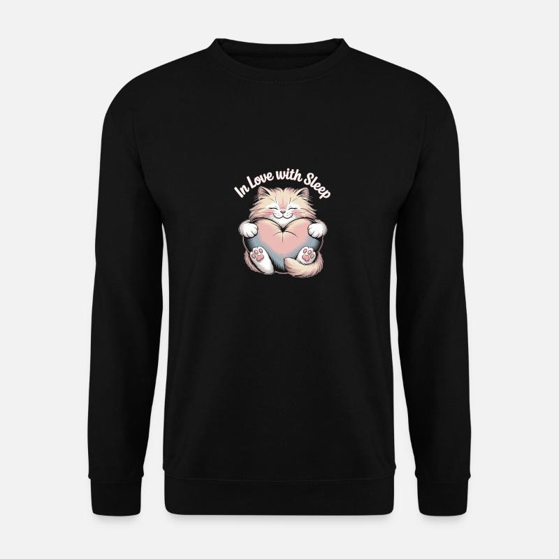 Süßes Katzen Design mit Herz - Unisex Pullover - Schwarz