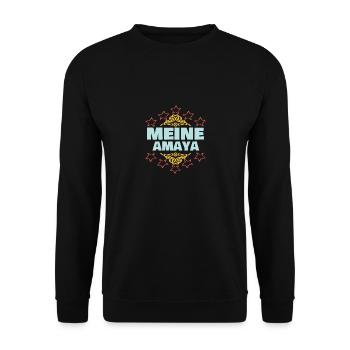 Geschenk für Amaya - Unisex Pullover - Schwarz - Vorne - Alina (178cm) & Michal (187cm)