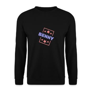 Geschenk für Benny - Unisex Pullover - Schwarz - Vorne - Alina (178cm) & Michal (187cm)