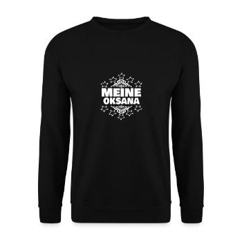 Oksana als Mädchen - Unisex Pullover - Schwarz - Vorne - Alina (178cm) & Michal (187cm)
