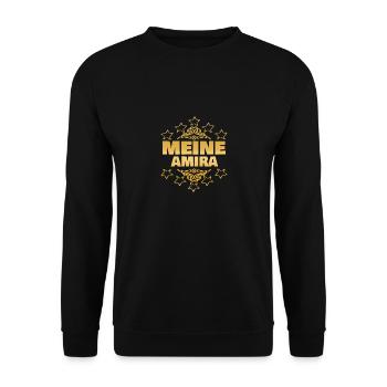 Amira als Mädchen - Unisex Pullover - Schwarz - Vorne - Alina (178cm) & Michal (187cm)