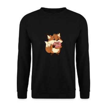 Fox with donut - Unisex Sweatshirt - black - Front - Alina (178cm) & Michal (187cm)