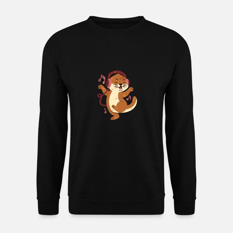 Otter hört Musik und tanzt - Unisex Pullover - Schwarz