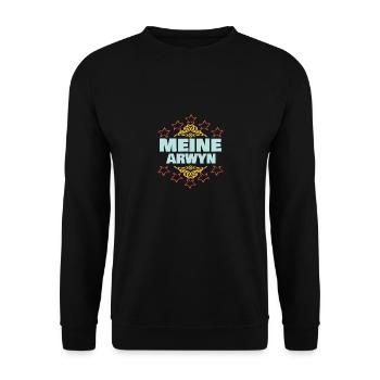 Geschenk für Arwyn - Unisex Pullover - Schwarz - Vorne - Alina (178cm) & Michal (187cm)