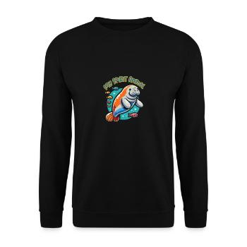 Seekuh mit vielen bunten Fischen - Unisex Pullover - Schwarz - Vorne - Alina (178cm) & Michal (187cm)