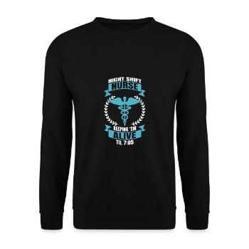 Nurses Night Shift Nurse Nursing - Unisex Sweatshirt - black - Front - Alina (178cm) & Michal (187cm)