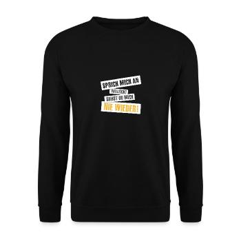 Ich bin single: Sprich mich an - Unisex Pullover - Schwarz - Vorne - Alina (178cm) & Michal (187cm)