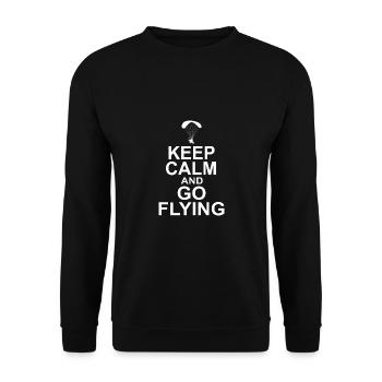 Keep Calm And Go Flying Parachute Paragliding Para - Unisex Pullover - Schwarz - Vorne - Alina (178cm) & Michal (187cm)