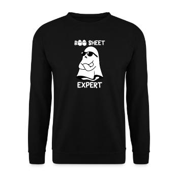 Halloween Humor Funny Ghost Boo Sheet Expert - Unisex Sweatshirt - black - Front - Alina (178cm) & Michal (187cm)