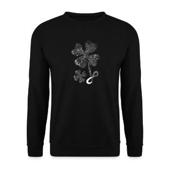 Kleeblätter mit Unendlichkeitssymbol. Glitter. - Unisex Pullover - Schwarz - Vorne - Alina (178cm) & Michal (187cm)