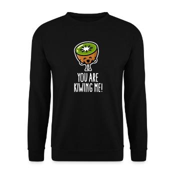 You are kiwing me cute kiwi Kawaii cartoon funny - Unisex Sweatshirt - black - Front - Alina (178cm) & Michal (187cm)