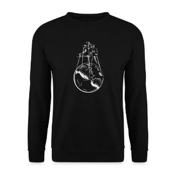 world hand earth puppet player Puppenspieler - Unisex Pullover - Schwarz - Vorne - Alina (178cm) & Michal (187cm)