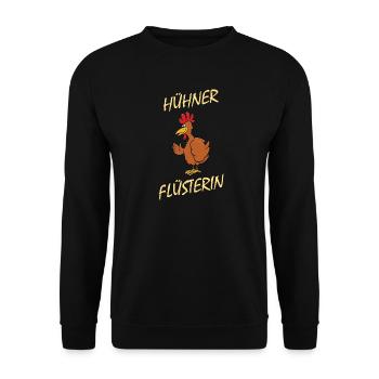 Hühner Flüsterin - lustiges Huhn Hahn Hühnerstall - Unisex Pullover - Schwarz - Vorne - Alina (178cm) & Michal (187cm)
