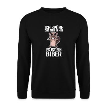 Biber Nagetier Zoo Geschenk - Unisex Pullover - Schwarz - Vorne - Alina (178cm) & Michal (187cm)