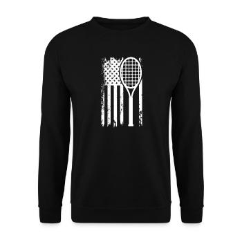 Tennisracket Flagge Retro-Print - Unisex Pullover - Schwarz - Vorne - Alina (178cm) & Michal (187cm)