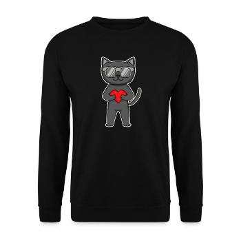 Bombay Katze mit Sonnenbrille und Herz - Unisex Pullover - Schwarz - Vorne - Alina (178cm) & Michal (187cm)