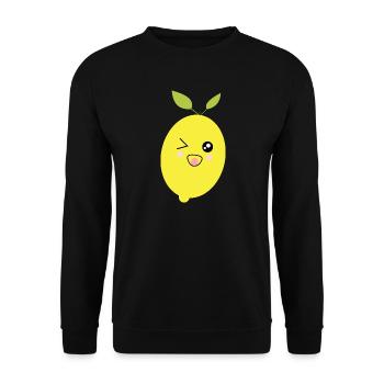 Citron, Citron vert, Citron vert, Fruits, Fruits, Végétalien - Sweat-shirt Unisexe - noir - Devant - Alina (178cm) & Michal (187cm)