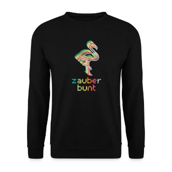 Zauberbunt - Flamingo - Wortschätze - Unisex Pullover - Schwarz - Vorne - Alina (178cm) & Michal (187cm)