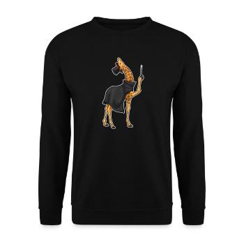 Giraffe Zauberer Zauberstab - Unisex Pullover - Schwarz - Vorne - Alina (178cm) & Michal (187cm)