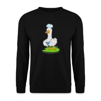 Ente Koch Schüssel Kochen - Unisex Pullover - Schwarz - Vorne - Alina (178cm) & Michal (187cm)