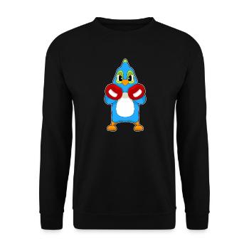 Papagei Boxer Boxhandschuhe Boxen - Unisex Pullover - Schwarz - Vorne - Alina (178cm) & Michal (187cm)