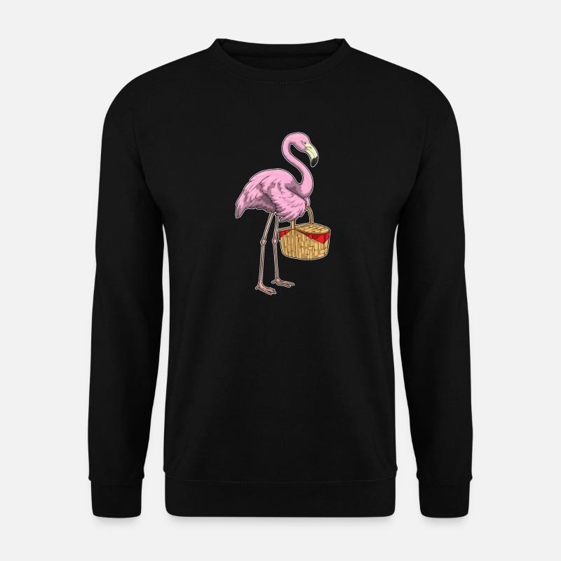 Flamingo Picknick Korb - Unisex Pullover - Schwarz