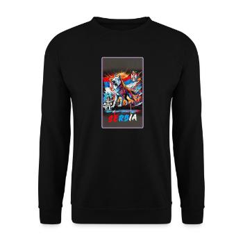 Conception du drapeau national du loup de Serbie - Sweat-shirt Unisexe - noir - Devant - Alina (178cm) & Michal (187cm)