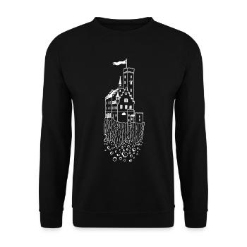 Flying Castle (White) - Unisex Sweatshirt - black - Front - Alina (178cm) & Michal (187cm)