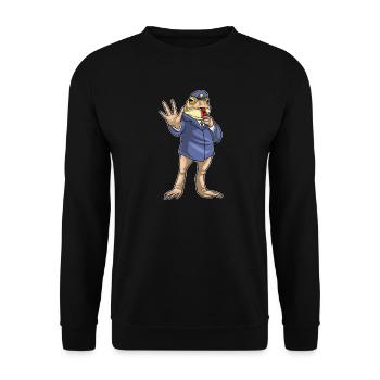 Frosch Polizist Trillerpfeife Polizei - Unisex Pullover - Schwarz - Vorne - Alina (178cm) & Michal (187cm)