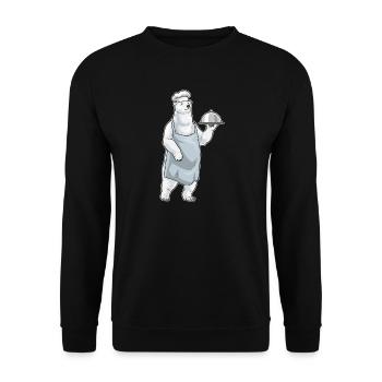 Eisbär Koch Servierglocke Kochen - Unisex Pullover - Schwarz - Vorne - Alina (178cm) & Michal (187cm)