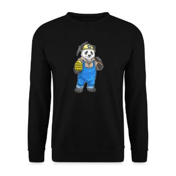 Panda Ostern Bergbau - Unisex Pullover - Schwarz - Vorne - Alina (178cm) & Michal (187cm)
