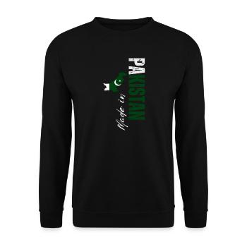 Made in Pakistan, vertical design - Unisex Sweatshirt - black - Front - Alina (178cm) & Michal (187cm)
